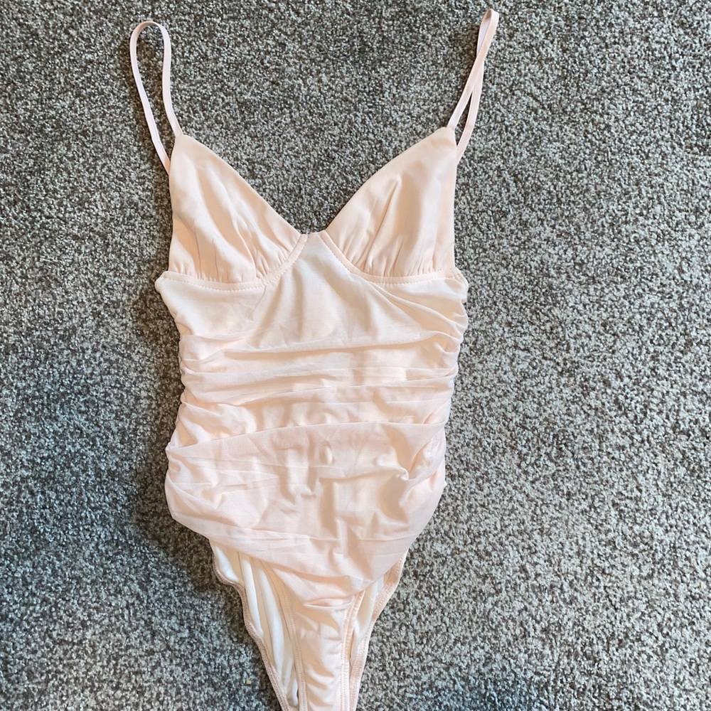 Princess Polly Lotus Baby Pink Ruched Bodysuit